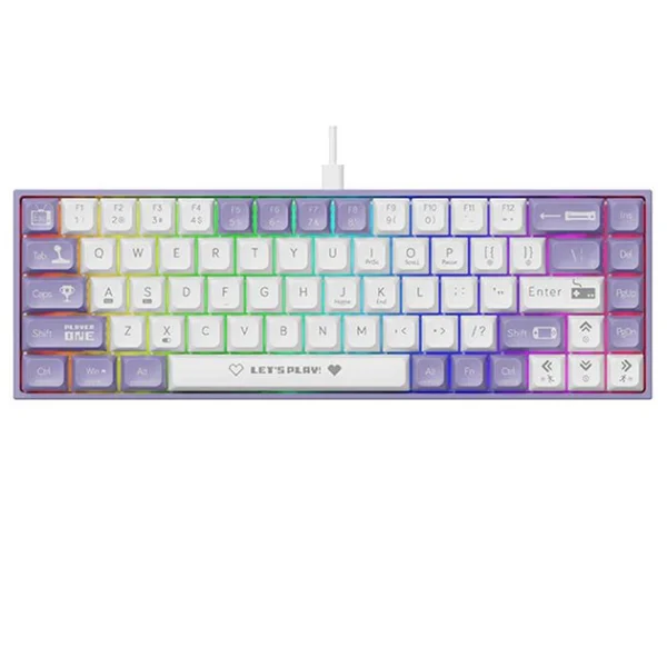 Клавиатура AJAZZ AK680 Фиолетовый цвет Игровая Механическая, Красные переключатели HOT SWAP