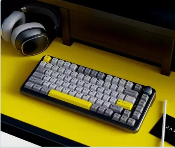 Клавиатура механическая беспроводная Ajazz Ak820 PRO + наклейки укр. раскладки, Gift swich, RGB-подсветка и поддержка HOT-SWAP, черная