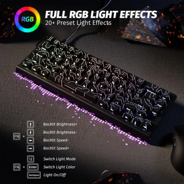 Механічна ігрова клавіатура Attack Shark X68 HE Rapid Trigger 68% (RGB) Чорна - Зображення 3