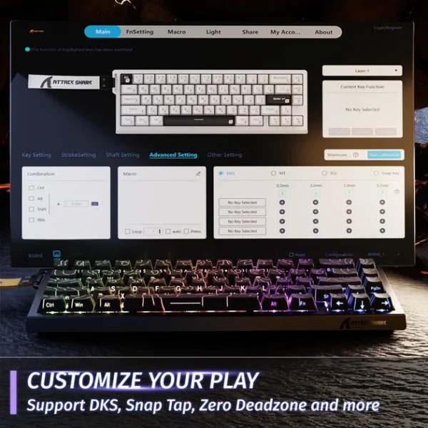 Механічна ігрова клавіатура Attack Shark X68 HE Rapid Trigger 68% (RGB) Чорна - Зображення 2
